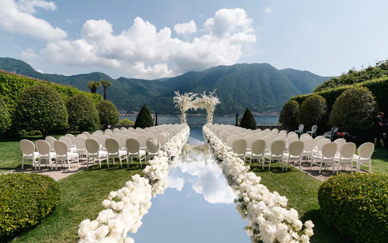 European villa destination wedding dinner setup