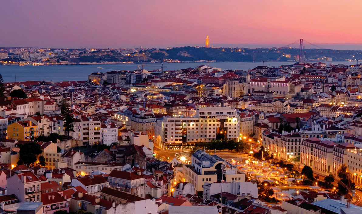 Lisbon city viewpoint overlooking rooftops